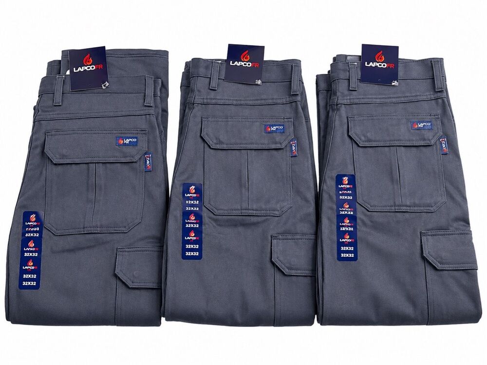 Lot Of 3 Lapco FR Navy Blue Fire Resistant Cargo Workwear Pants Size 32 X 32 New